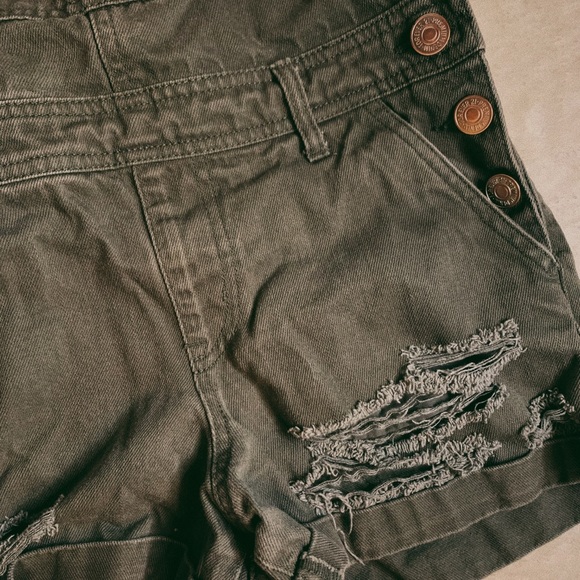Green denim jumper shorts
